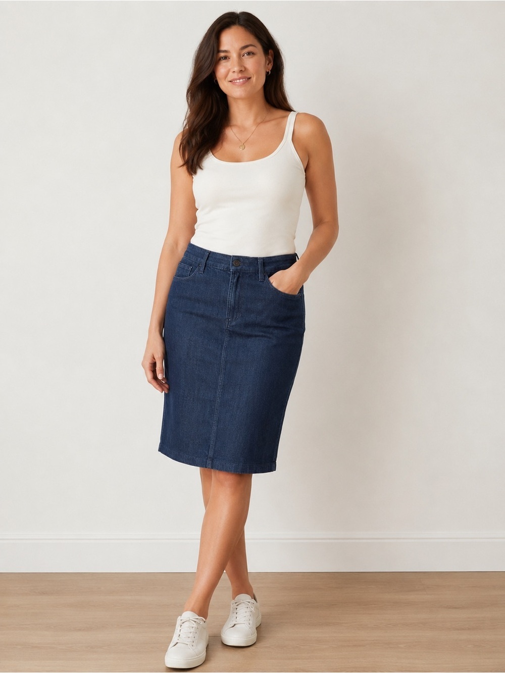 NYDJ Denim Pencil Skirt Women’s Size 14 Dark Wash Stretch Made in USA